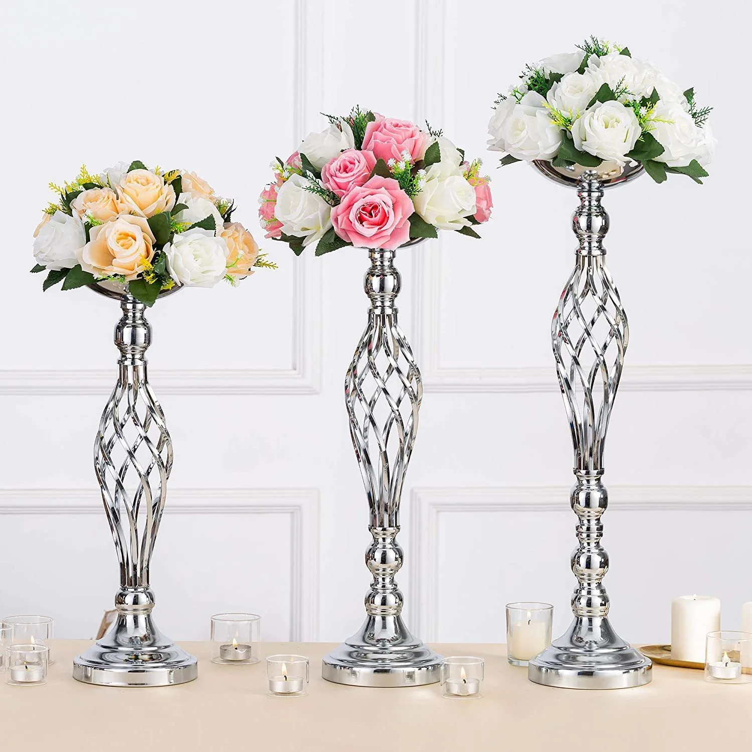 10 PCS Flower Vase Wedding Floor Vases Gold Road Lead Table Centerpiece Rack Pillar Flowers Stand Party Decoration