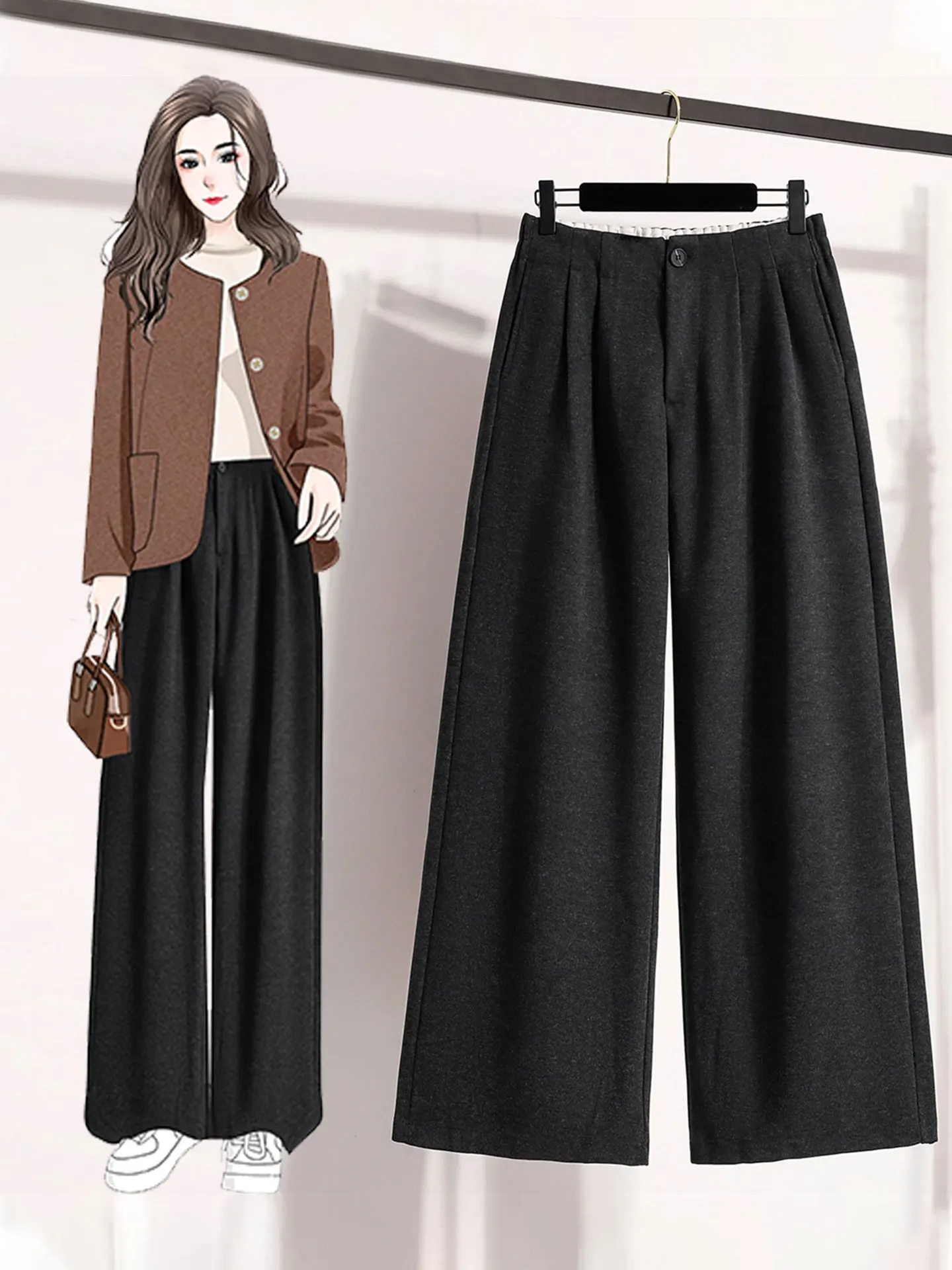 

Ele ey Suit Pants High Waist Wide Leg Trousers for plus Size Women Autumn Winter Faion Casual High Waist Slim Fit Woo...
