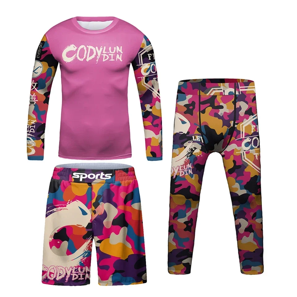 

Kids MMA BJJ Tracksuit Boys Jiu Jitsu Rashguard Quick Dry Children Boxing Running Sportswear Training Gym Clothing Sport Suit