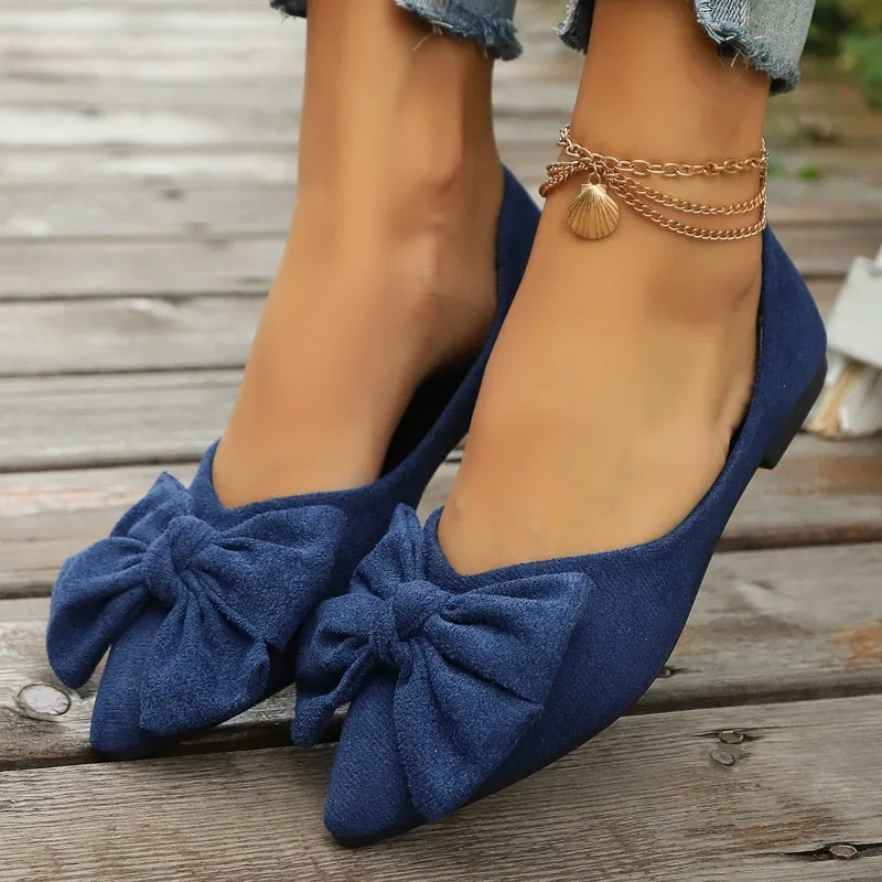 JGSHOWKITO Klassische Damen-Flats mit süßer Schleife, flache Ballerinas für Damen, spitze Zehenpartie, rutschfeste Damen-Mode-Loafer – Detail 21
