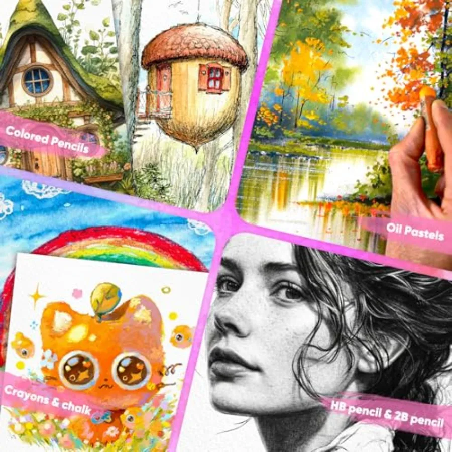 64 Sheets Watercolor Paper, Water Color Paper, 140lb/300gsm Artist Sketch Easel Acrylic Painting Bulk, Art Supplies for Child A view 5