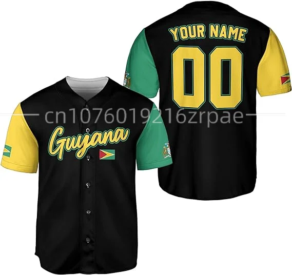 Free Custom Name Guyana Baseball Jersey 2024 New 3D Printed Men's and Women's Casual Fashion Street Short Sleeved Shirts