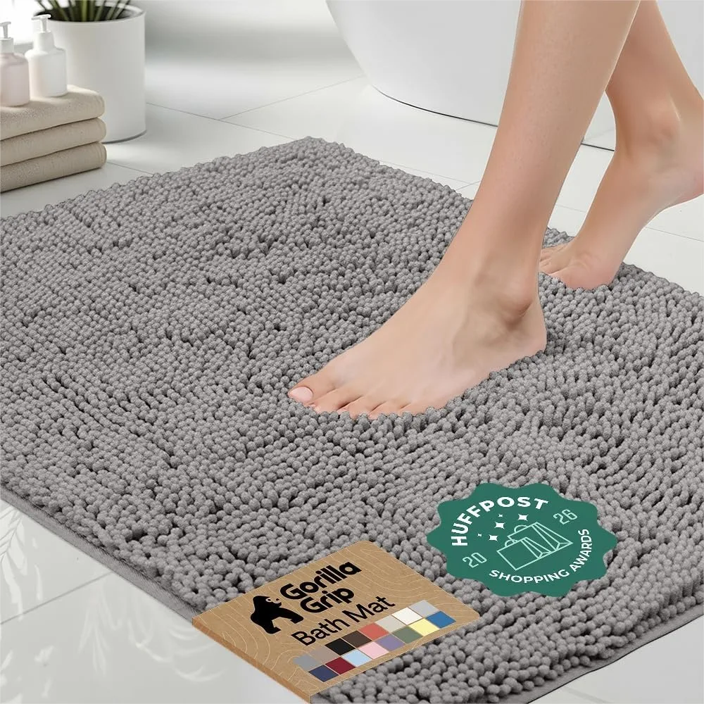 

Bath Rug Mat, Thick Soft Absorbent Chenille with Rubber Backing, Quick Dry Microfiber Bathroom Floor Mat, Machine Washable