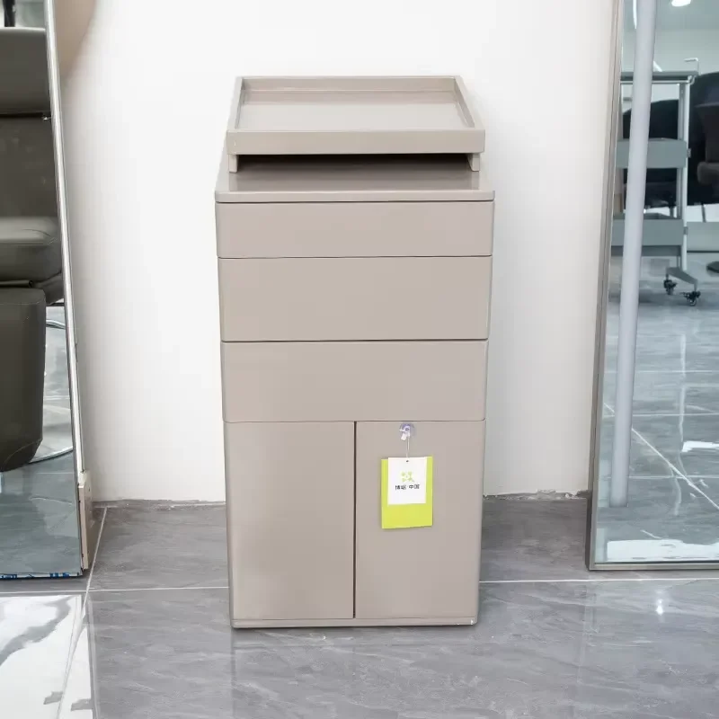 Modern Trendy Metal Hair Salon Storage Rack Barbershop Tool Cabinet with Small Drawer Salon Trolley Cabinet