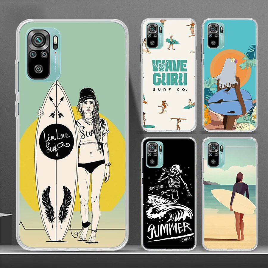 Surf Board Aesthetic Soft Phone Case for Xiaomi Redmi Note 13 12S 12 11S 11 11T 11E 10S 10 Pro Plus 9S 9 8T 8 Cover Coque Shell