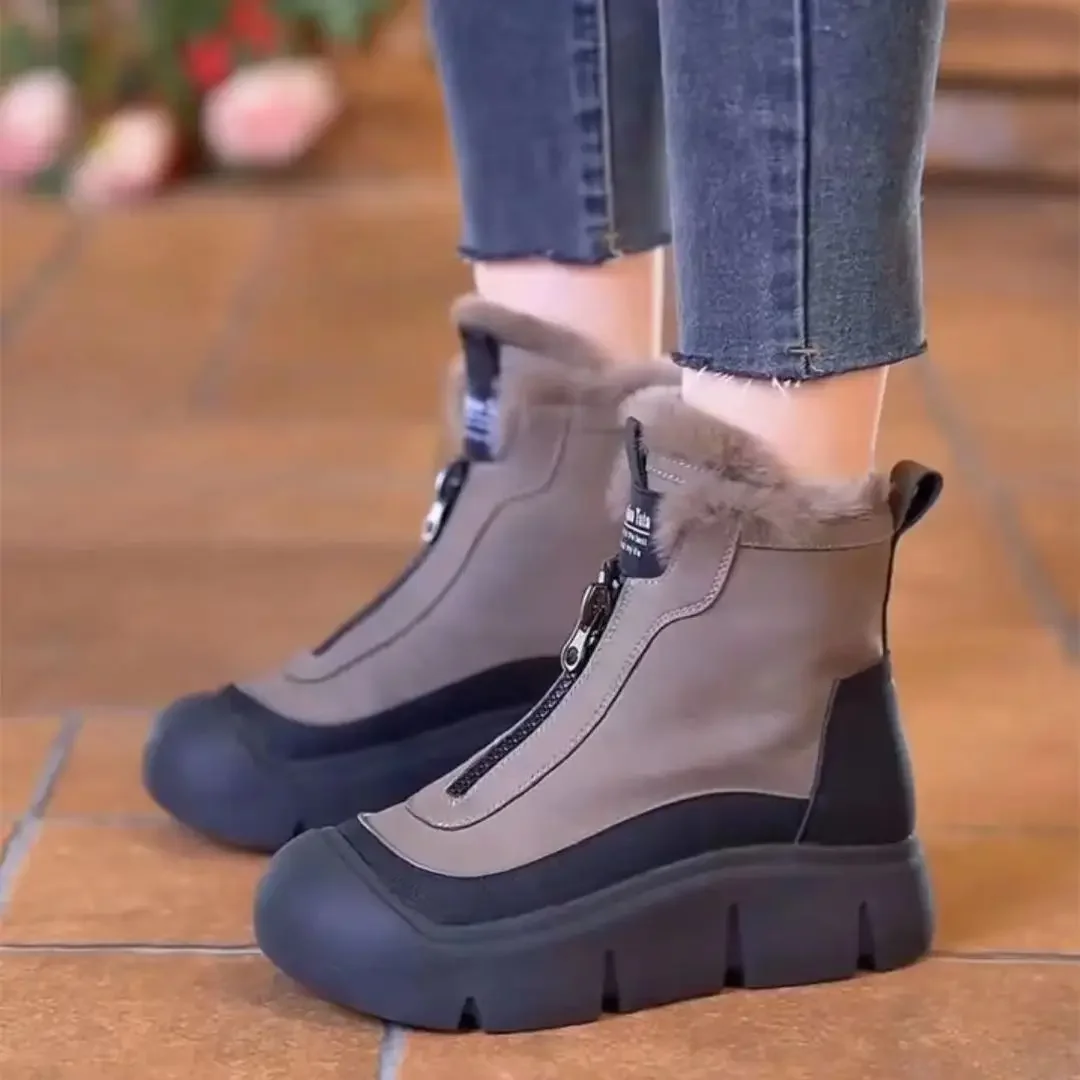 Botas altas antiderrapantes impermeáveis para mulheres, algodão de pelúcia, botas de neve quentes, sola grossa, botas casuais femininas, estudante, inverno, 2022