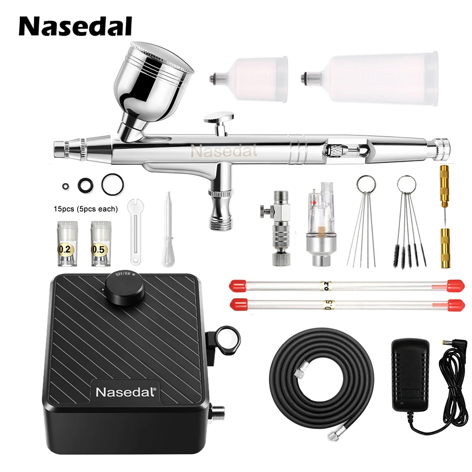 Nasedal-Kit de compresseur d'aérographe, compresseur d'air 40 PSI amélioré, modèle d'art d'ongle, outil de peinture, gâteau de maquillage, voiture Rotterdam Y, 0.3mm