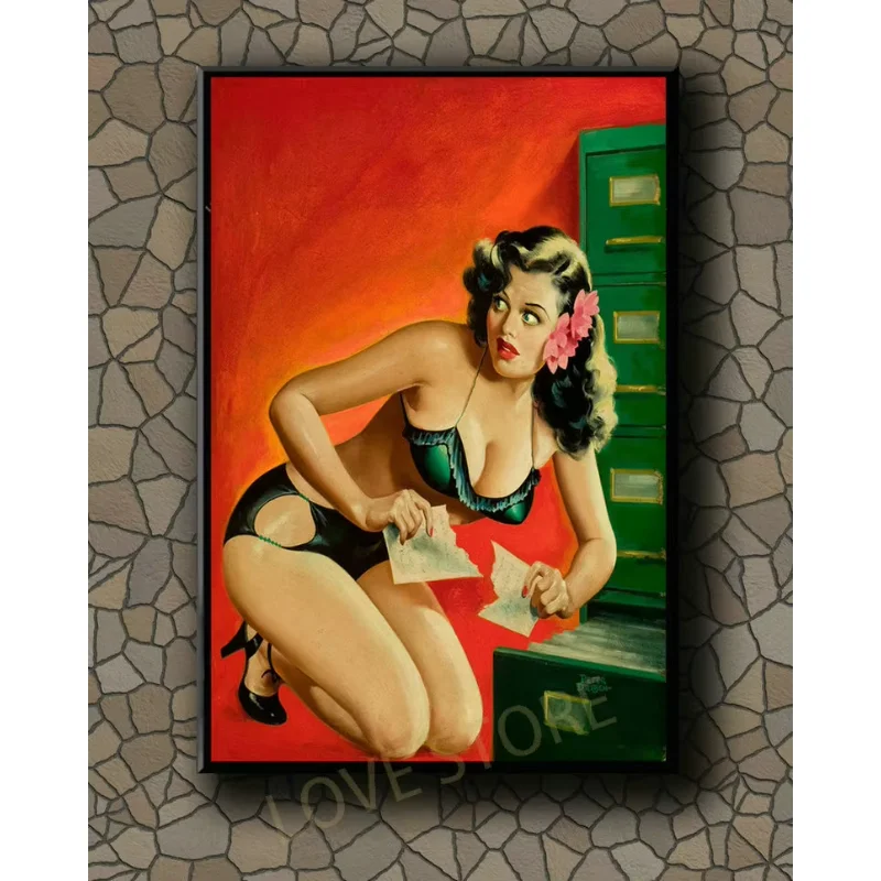 P048 Vintage Beautiful Pin-up Girl Classic Picture 164 Silk Fabric Poster Art Decor Indoor Painting Gift