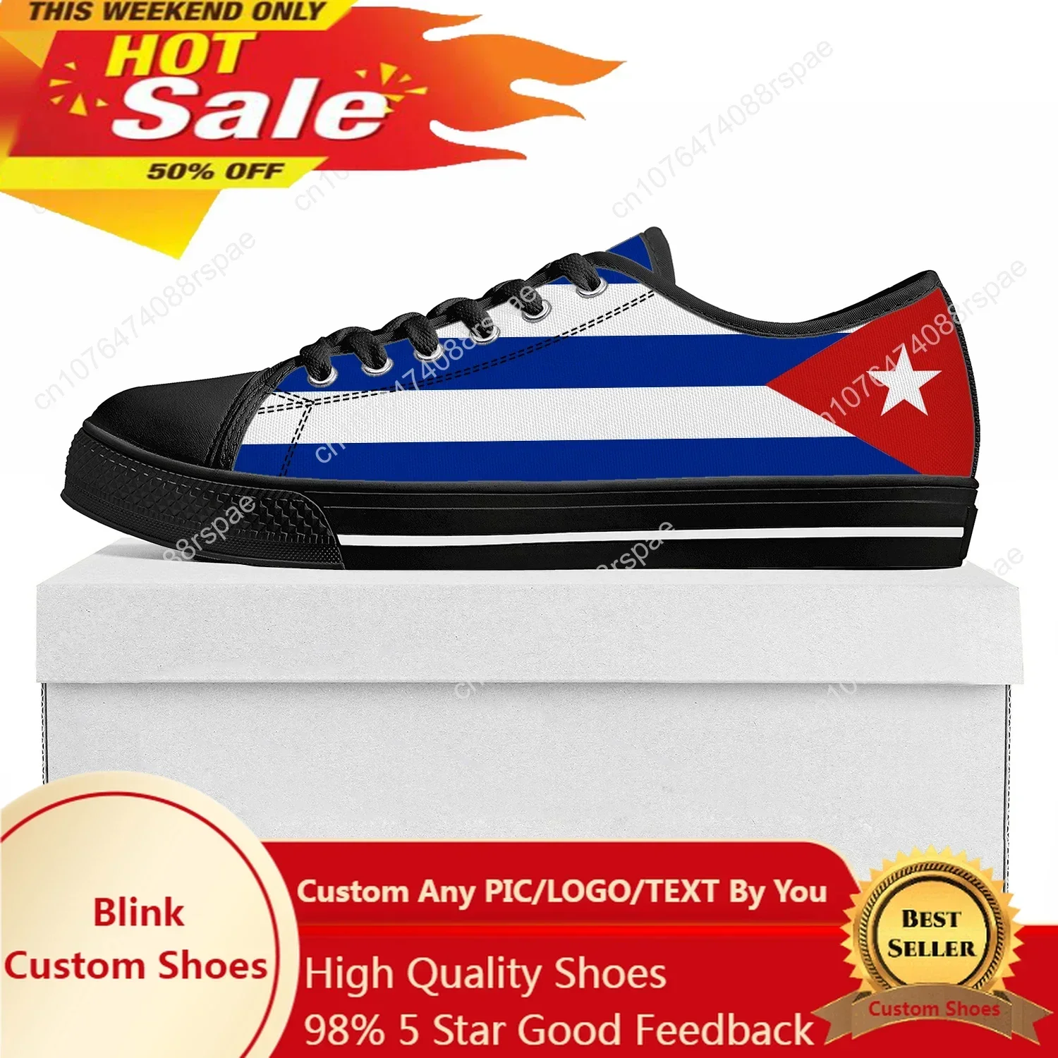 

Cuban Flag Low Top High Quality Sneakers Mens Womens Teenager Canvas Sneaker Cuba Casual Couple Shoes Custom Shoe Black