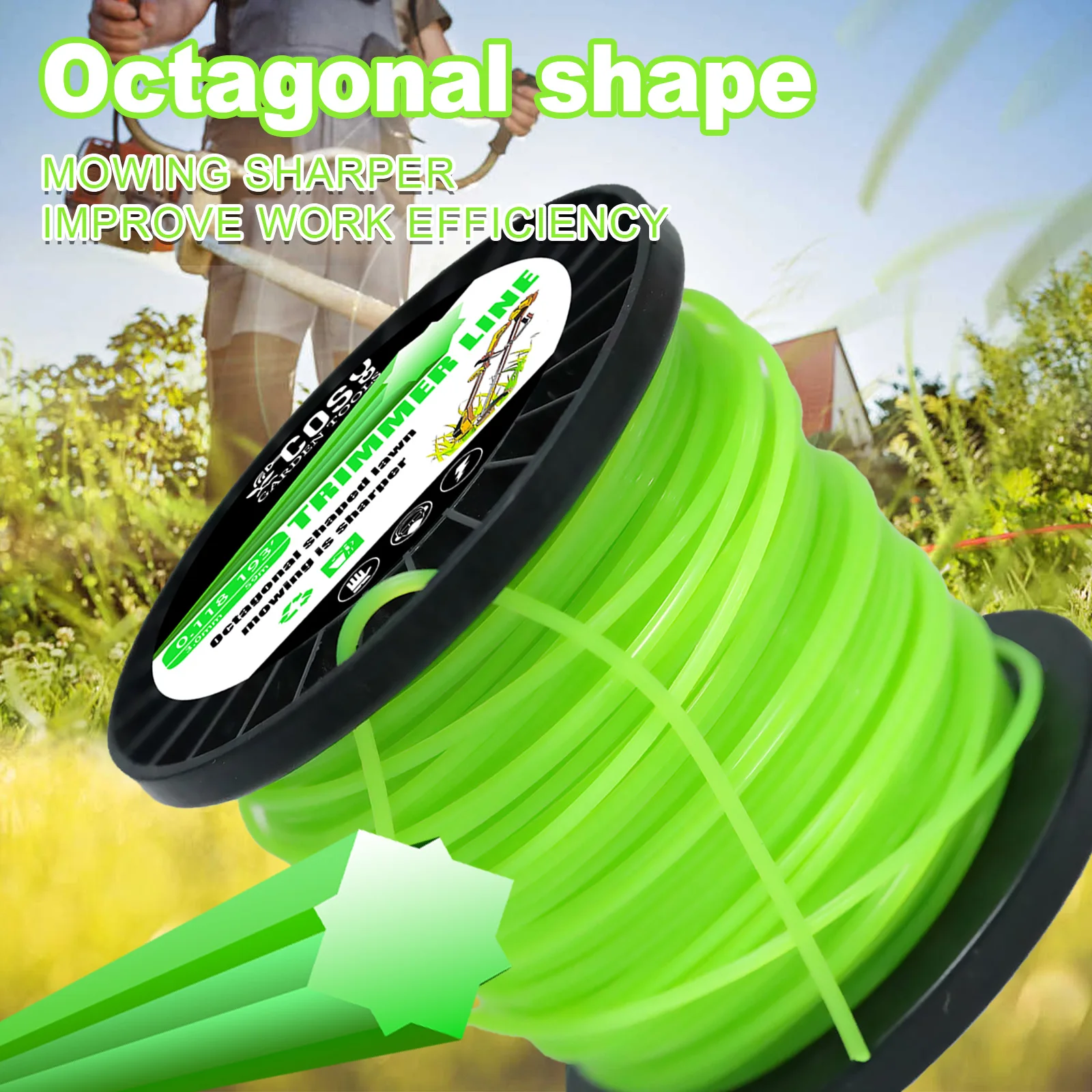 2.7mm*1LB Nylon Octagonal shape Mowing Trimmer Line Trimmer Head String for Grass Trimmer Roll Grass Rope Line Brushcutter Wires