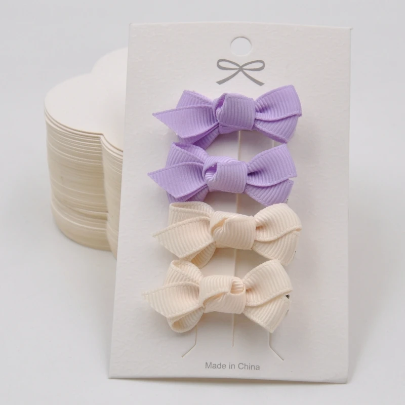 Set of 4 Tiny Grosgrain Ribbon Bow Hair Clips 1.4inch Cute Baby Bow Hairpins Toddler Girl Hair Accessory