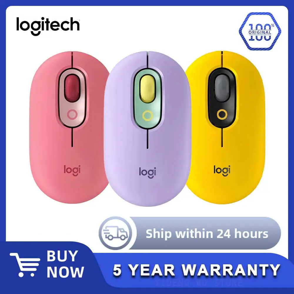 Mouse POP Logitech Mouse Nirkabel Teknologi SilentTouch Gulir Presisi/Kecepatan Desain Ringkas Bluetooth USB Gaming Multi-Perangkat