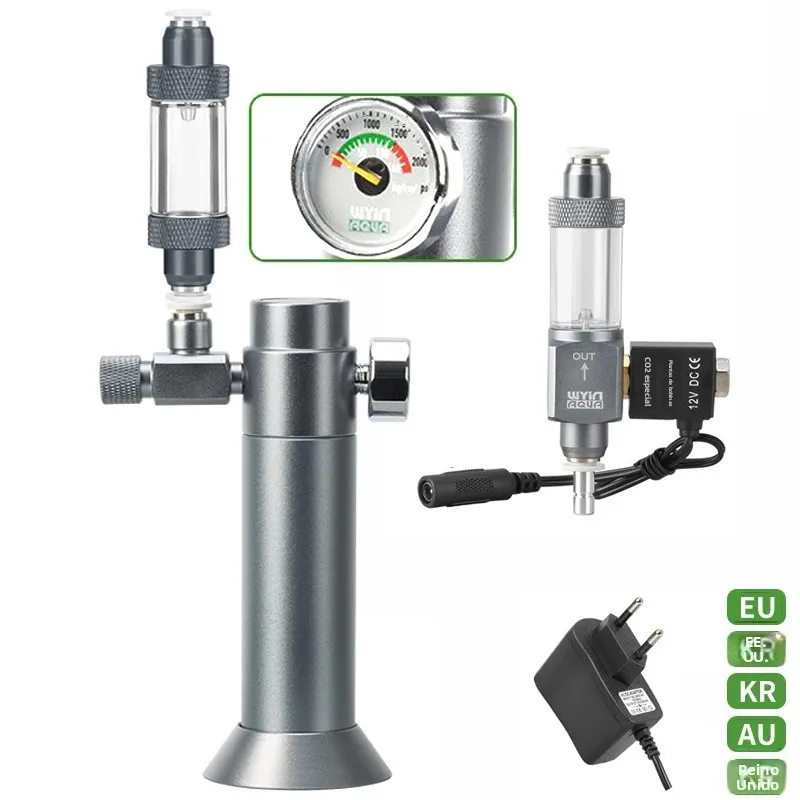Regulador de CO2 para Acuario DIY, Válvula Solenoide, Contador de Burbujas, Botella de Gas Pequeña CO2 3-8UNF, Válvula Reductora de Presión de CO2 para Pecera