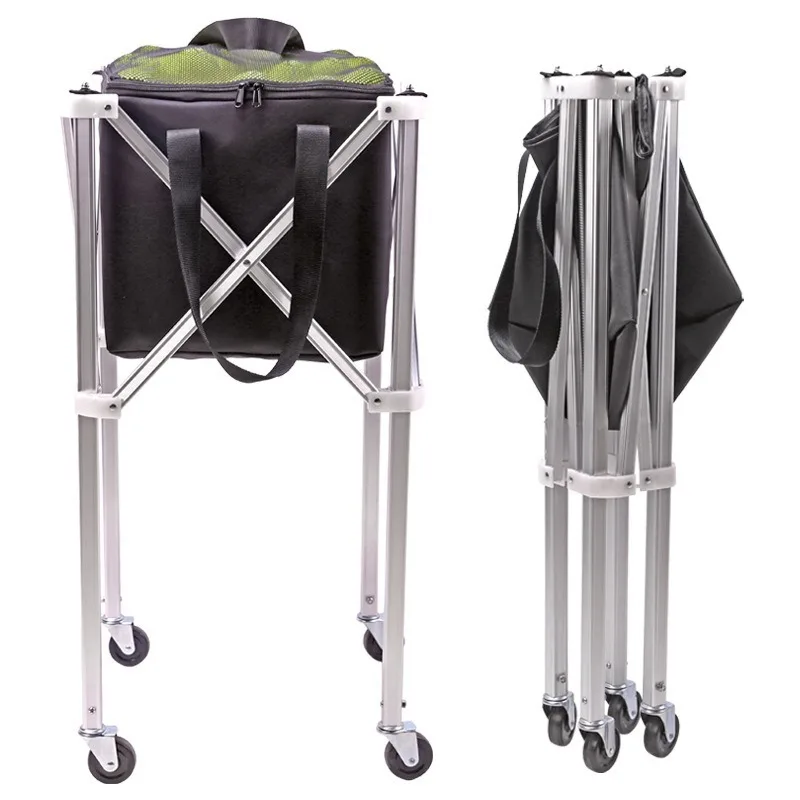 Folding tennis ball cart Aluminum alloy rod net ball cart Mobile portable coach cart Pick up ball basket