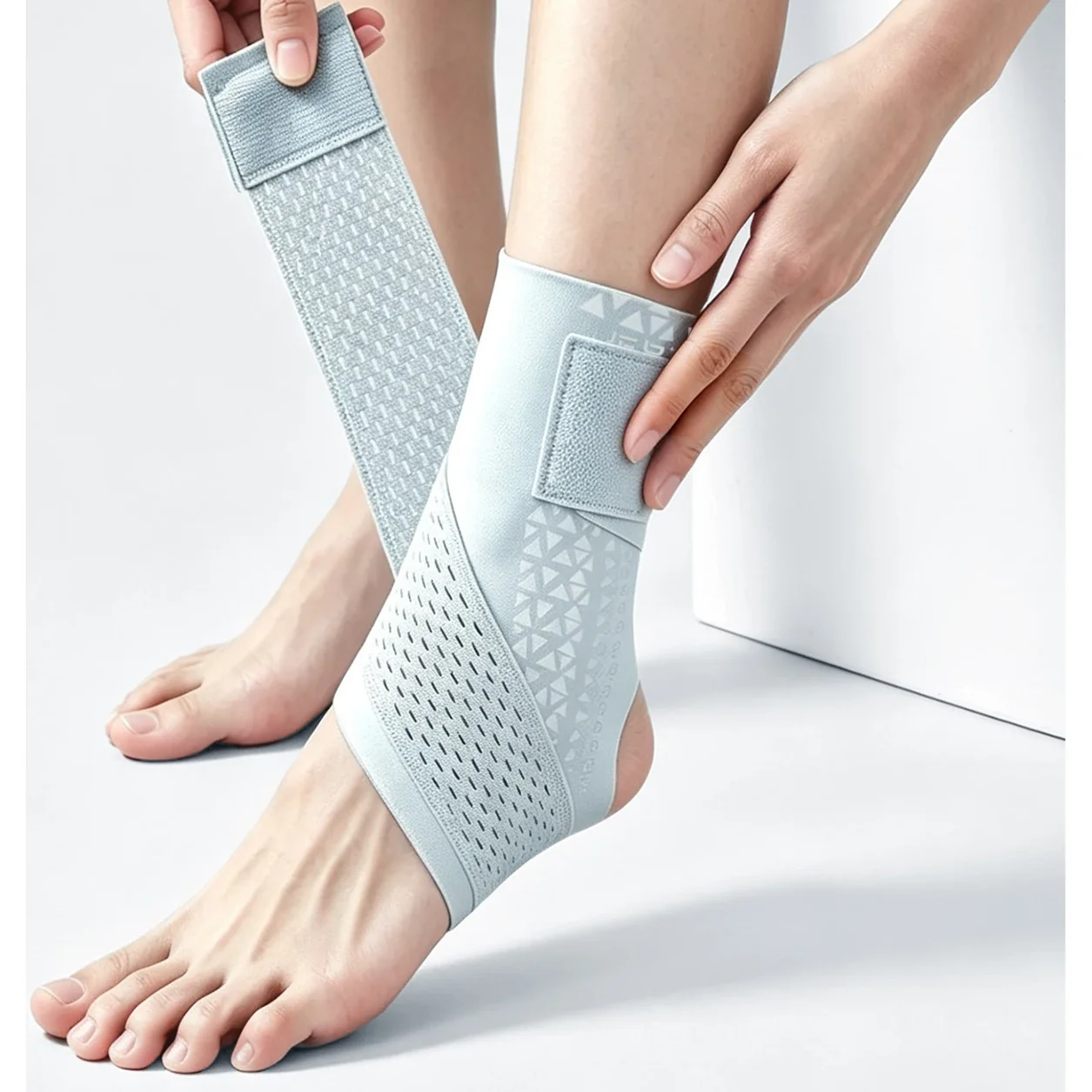 Breathable Ankle Support Brace Adjustable Compression Strap Lightweight Ankle Stabilizer for Running Basketball Gym Sports