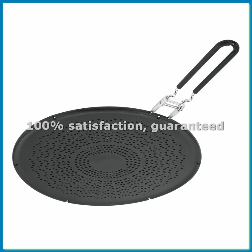 

Защитный экран от брызг из силикона, 13 дюймов - крышка для сковороды со складной ручкой, защита от брызг масла, теплоизоляция, черный - AT35