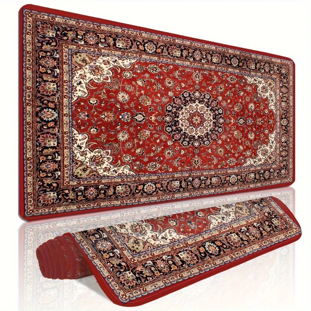 Persian Retro Card DeskPad Durable TCG Playmat Large Card Accessories Rubber MousePad Base&Stitched Edge Non-Slip Office Deskpad
