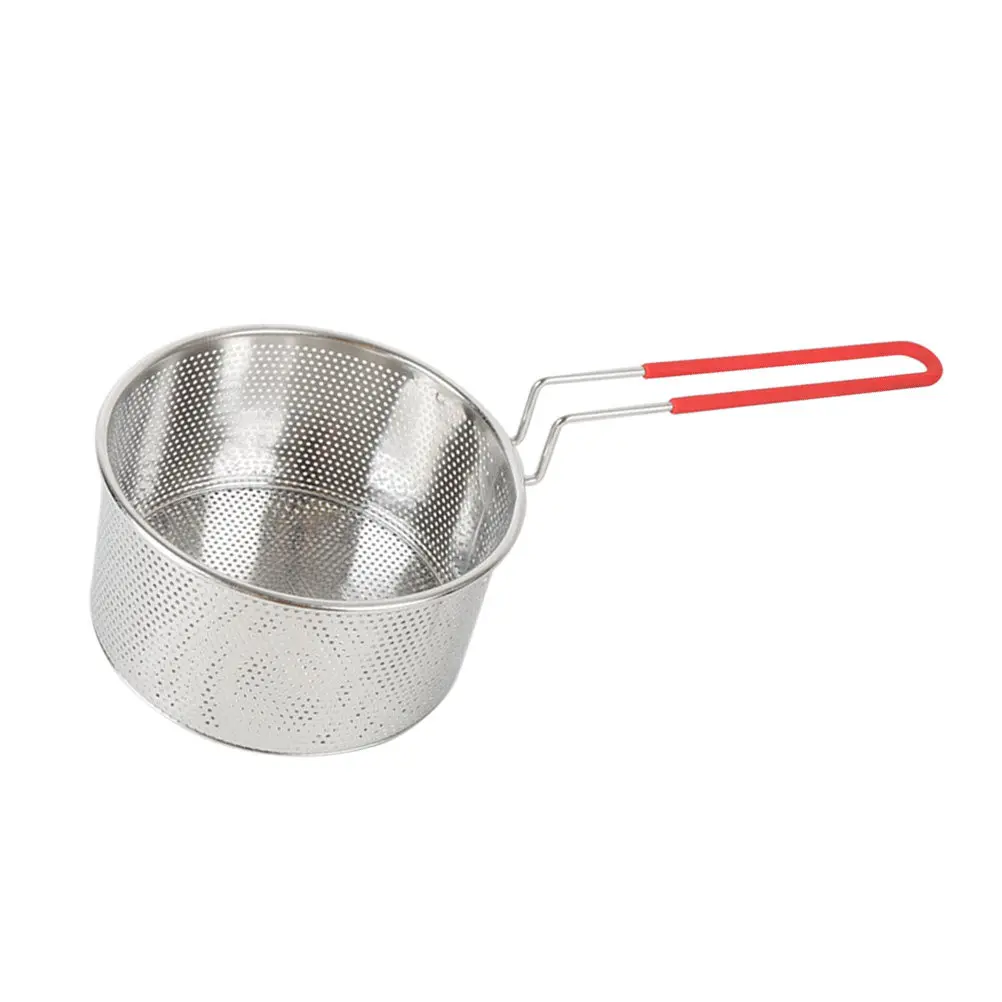 20Cm Stainless Steel Colander Basket High Density Drain Holes Ergonomic Handle Noodles Filter Soup Oil Strainer for Home Hotel