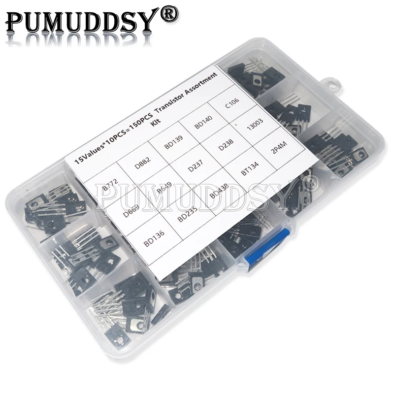 TO-126 Transistor Assortment Kit Pack B772 D882 BD139 BD140 C106 D669 B649 D237 D238 13003 BD136 BD235 BD438 BT134 2P4M 150PCS