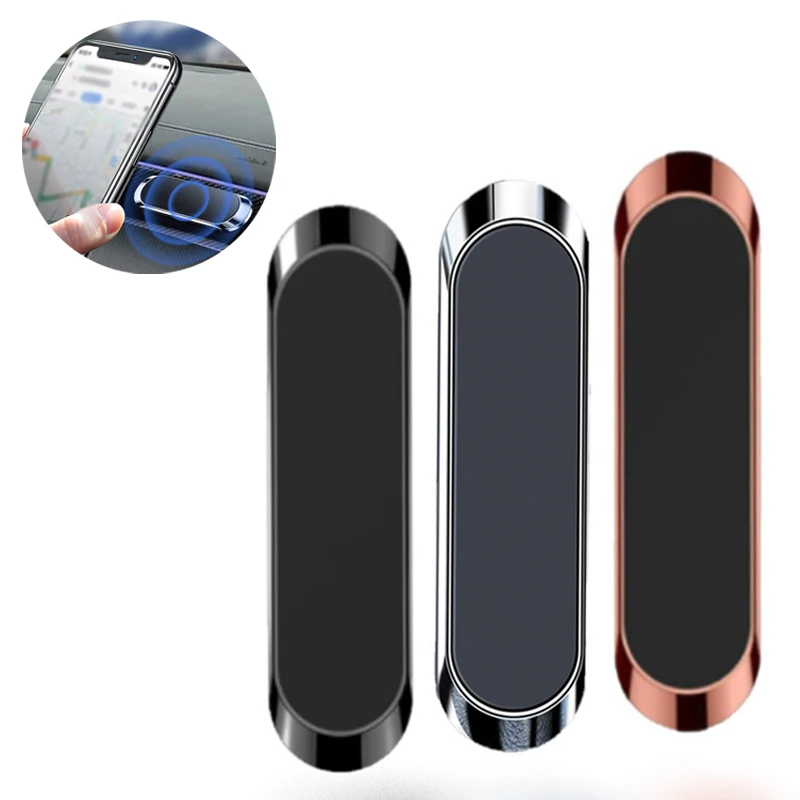 Magnetic Car Phone Holder Dashboard Mini Strip Shape Stand For iPhone Samsung Huawei Metal Magnet GPS Car Mount for Wall Kitchen