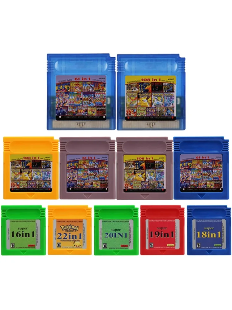 GBC Videospiel-Kassette Konsolen-Spielkarte Spiel-Komposition 61 IN 1 108 IN 1 Super 22 18 in 1 für GBC