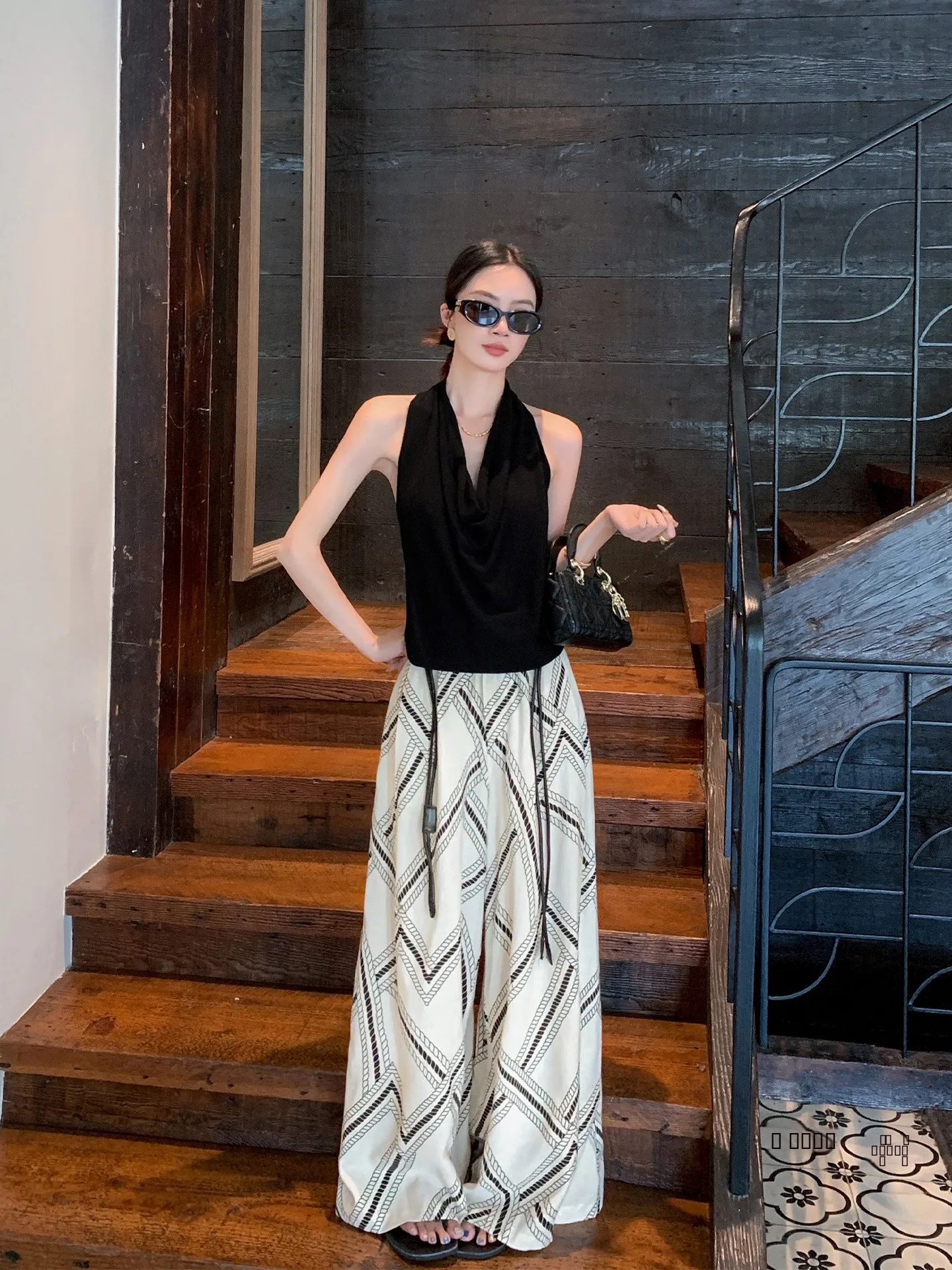 

Binguo Apricot id Wide Leg Pants Women's Casual Loose Meat Concealing Slimming Long Polyester Fiber High Waist Elastic Band