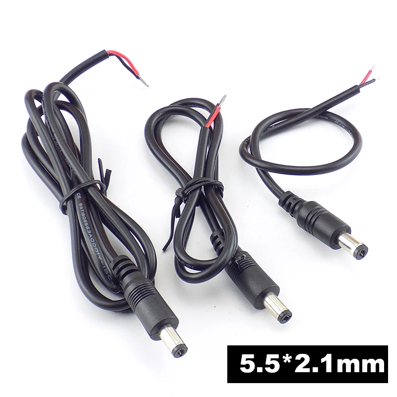 0.25M/0.5M/1M DC Power Supply Cable Extension 22AW 12V 3A 5.5*2.1mm Connector Male Plug for CCTV Camera LED  Light Strip h2