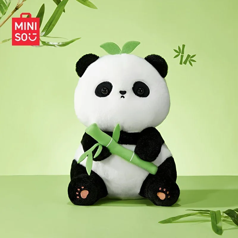 Genuine Miniso Sitting Bamboo Panda Series Soft Doll Cartoon Cute Animal Doll Female Pillow Desktop Ornament Mysterious Gift Box