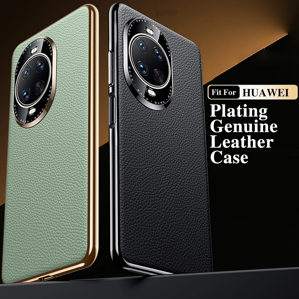 Hard Cover For HUAWEI NOVA 14 15 Ultra luxury Lens protection Nature Leather shockproof Plating Phone Back Case