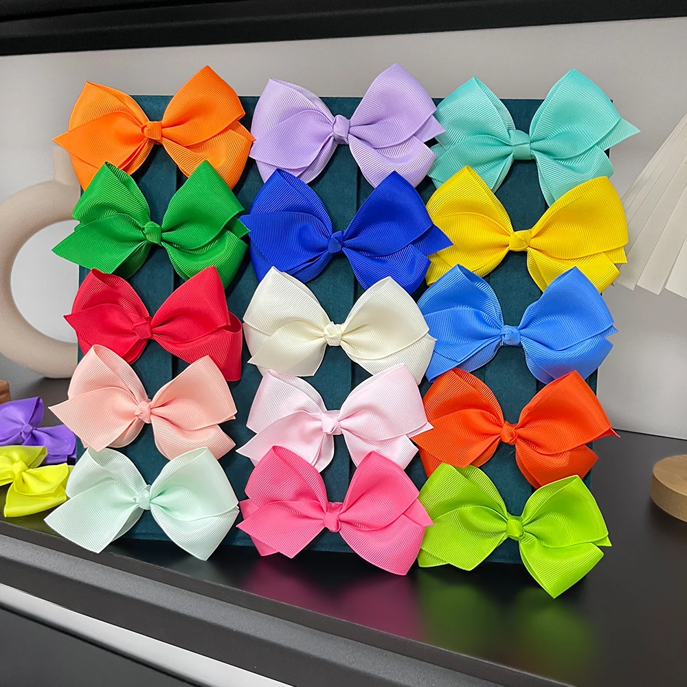 1PC 4.5 Inches Sweet Hair Bows Clip Candy Color Kids Girls Boutique Handmade Hairclip Hairpin Lovely Hairgrips Hair Accessories