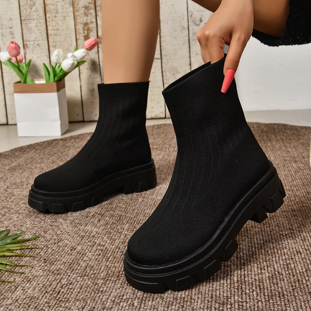 Designer Women Knee High Boots Fashion Black Autumn Winter Ladies Platform Knight Long Booties ankle boots women