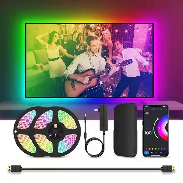 Smart LED TV Ambient Color Changing Led Strip Lights 12V RGB HDMI Sync Box and Lighting Kits Sync Screen Color for tv backlight