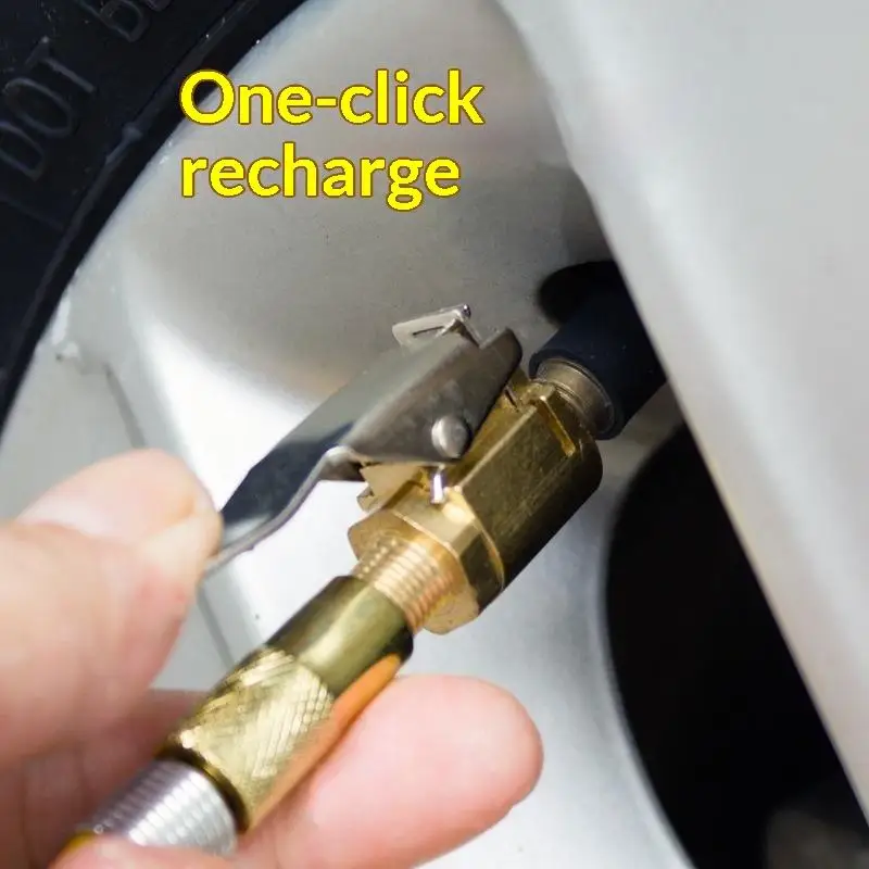 Universeller Messing-Reifenluftanschluss-Adapter mit Verriegelung, Automobilqualität, Schnellbefüllung für Auto-, Motorrad- und Fahrradzubehör – Detail 3