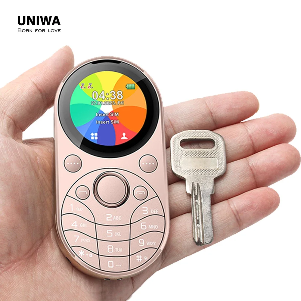 UNIWA-Mini Phone1.39 "tela redonda LCD, telefone móvel metal oval, Dual SIM, GSM, MP3, MP4, rádio sem fio, corpo, teclado, W1391