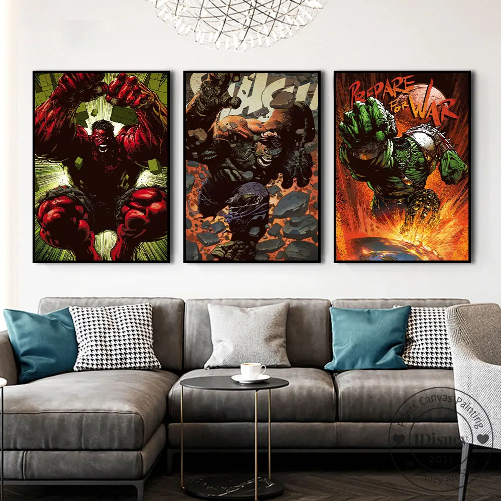 Marvel Comics Prints New Vintage Print Hulk Superheros Wall Art Poster Canvas Paintings Collection Home Decoration Pictures Gift