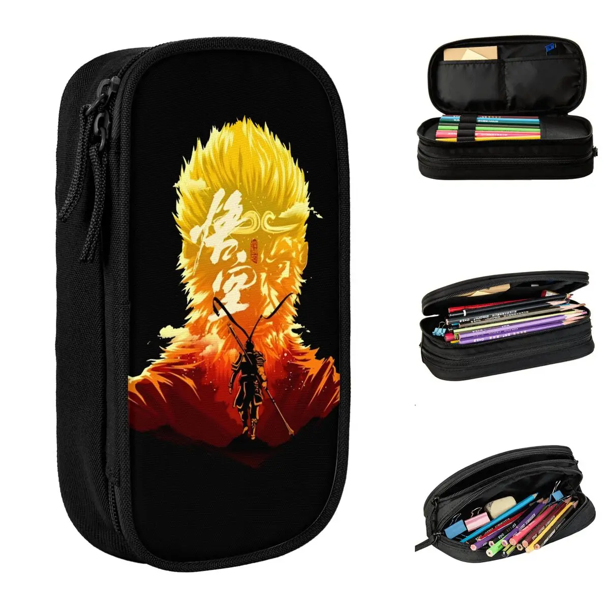 Black Myth Wukong The Monkey King Pencil Case Cute Pen Holder Bag Student Big Capacity Students School Zipper Pencil Box