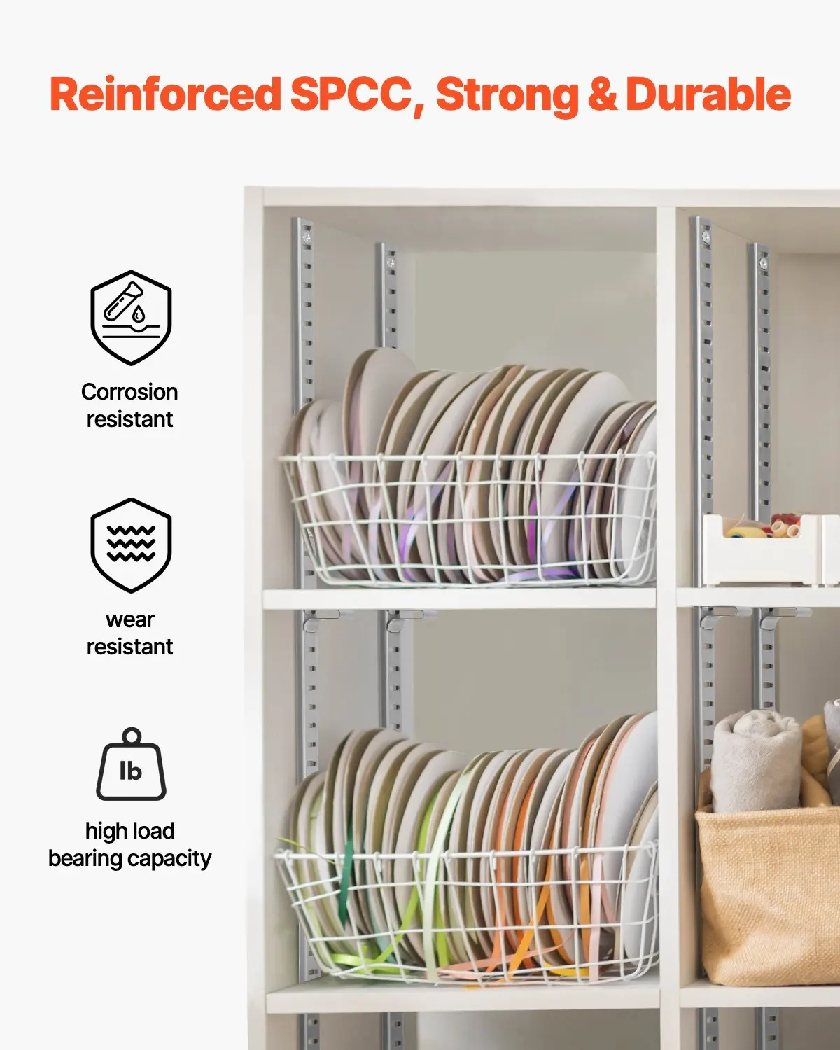 

Кронштейны для полок, 36,3 дюйма, 6 штук, регулируемые стальные кронштейны для полок с врезным креплением, стандартные полосы-пиластры с 24 винтами, комплект