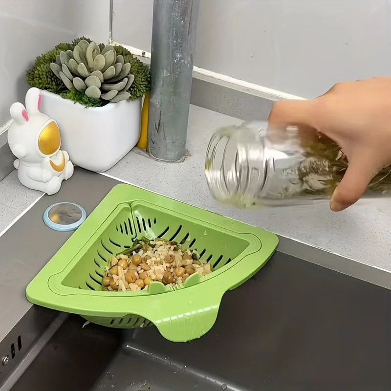 Magnetic Triangle Drain Basket Kitchen Sink Filter Food Scraps Strainer Ideal for Garbage Disposal Accessories