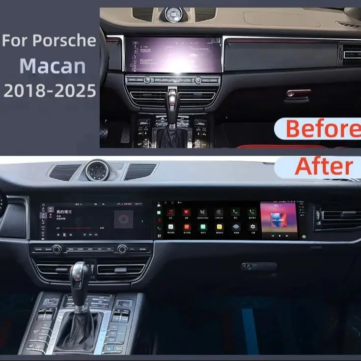 Android 13 Dual Screen For Porsche Macan 2017- 2022 2023 Car Radio Multimedia Playe CarPlay GPS Navigation Head Unit Auto Stereo