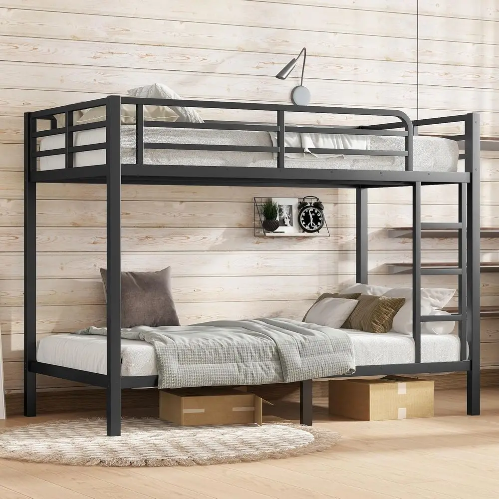 

Durable Metal Twin XL Bunk Bed with Sturdy Ladders, Safe Rails, and Noiseless Design for Kids, Teens, and Adults in Black