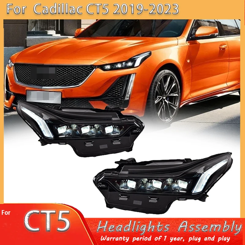 Car Lamps For Cadillac 2019-2023 CT5 Head Light Upgrade Animation LED Plug And Play Xenon Frontlight Day Running Light Accessory