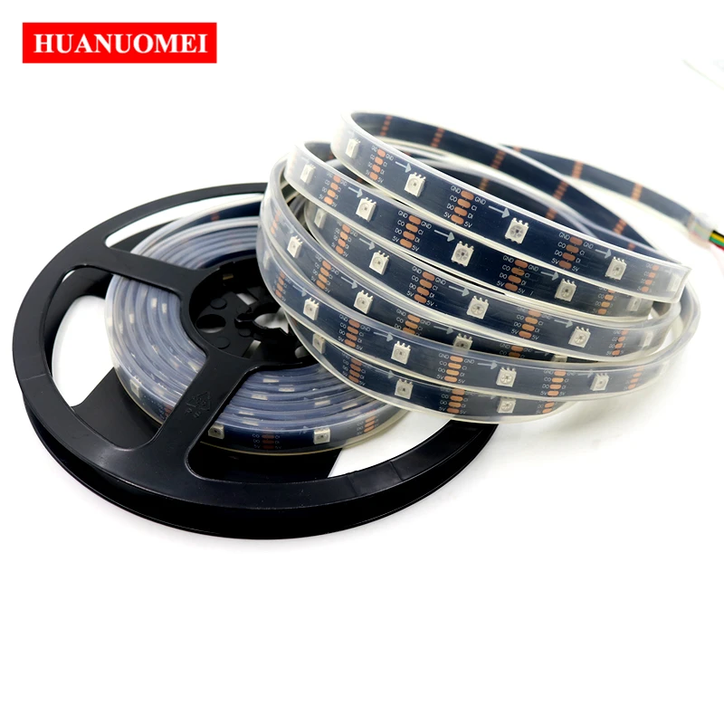 

5V 30LEDs/M APA102 Pixel Neon LED Strip Lights TV Tape Flexible Black PCB 5050 SMD RGB Lamps Outdoor Decoration Waterproof IP67