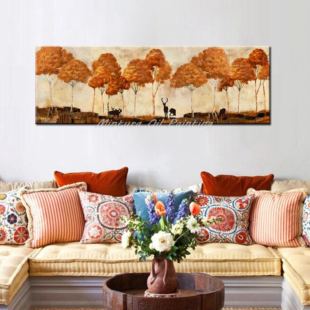 

Mintura, художественный холст ручной росписи, картина маслом, изображение джунглей лось, абстрактное настенное искусство, украшение для дома, настенные картины для гостиной