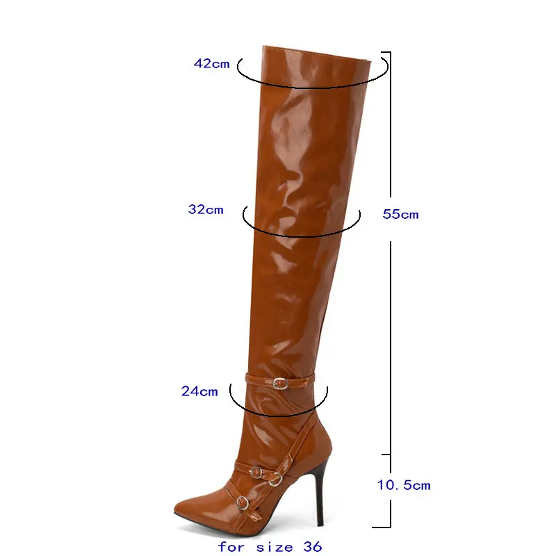 2022 Women Over the Knee Boots Pointed Toe Thin High Heel Ladies Long Boots PU Leather Side Zipper Party Women\'s Boots Big Size