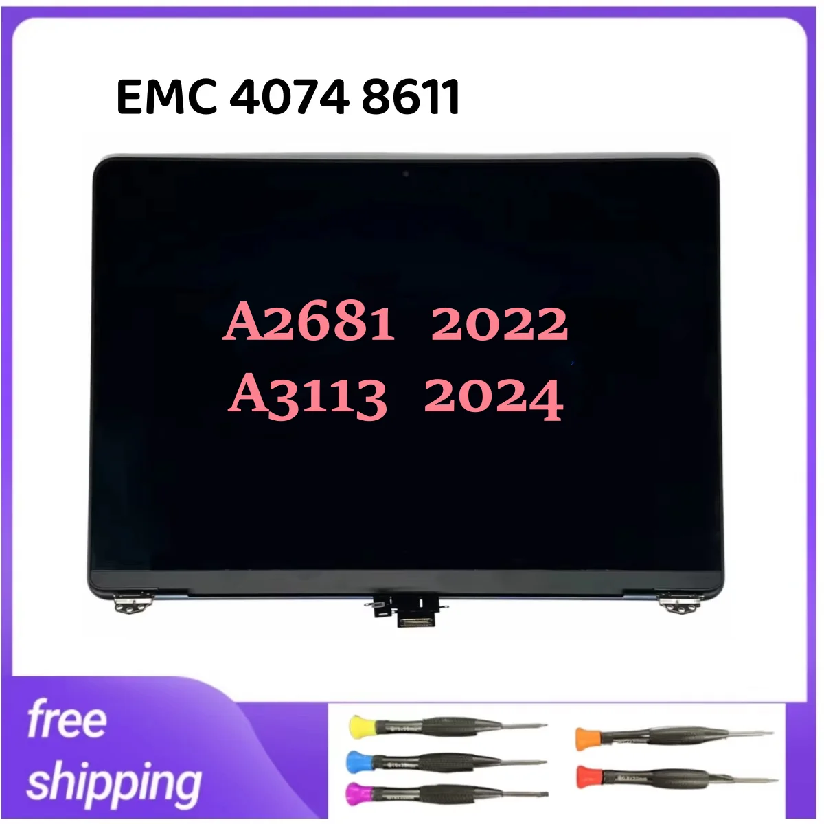 Space Grey Silver Midnight Starlight A3113 A2681 LCD Full Screen Assembly For Macbook 13"Air M2 M3 LCD Display 4 colors 2022Year