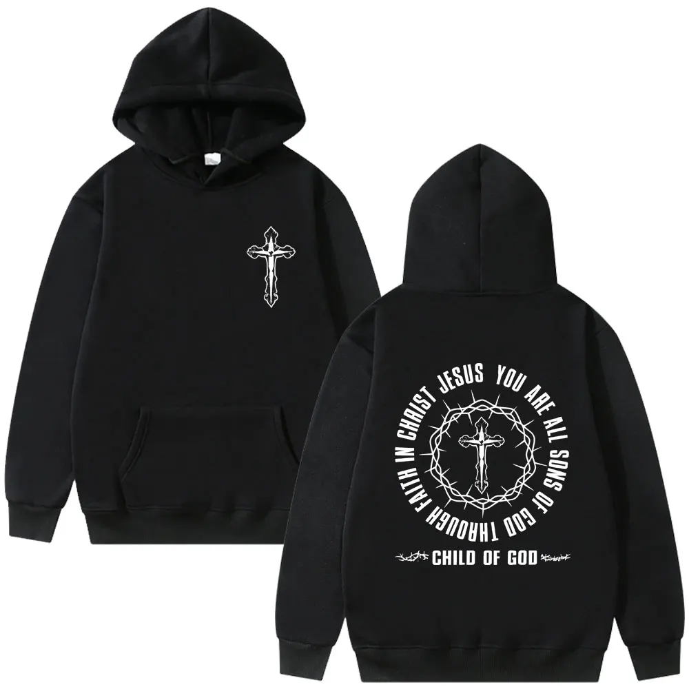 

Awesome Christian Cross Jesus Child of God Bible Verse Hoodie Men Women Hip Hop Gothic Oversized Streetwear Male Casual Hoodies