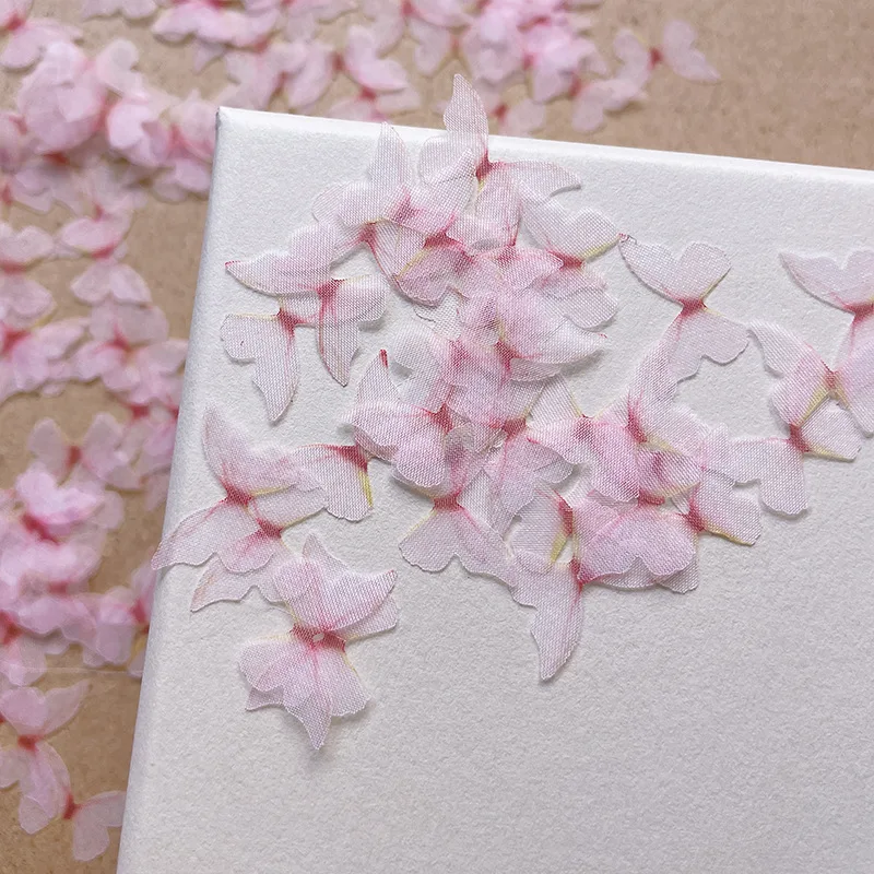 20PCS Organza ผีเสื้อเล็บ Charms Gauze อุปกรณ์เสริมสําหรับตกแต่งเล็บเล็บ DIY ตกแต่งออกแบบอุปกรณ์วัสดุ