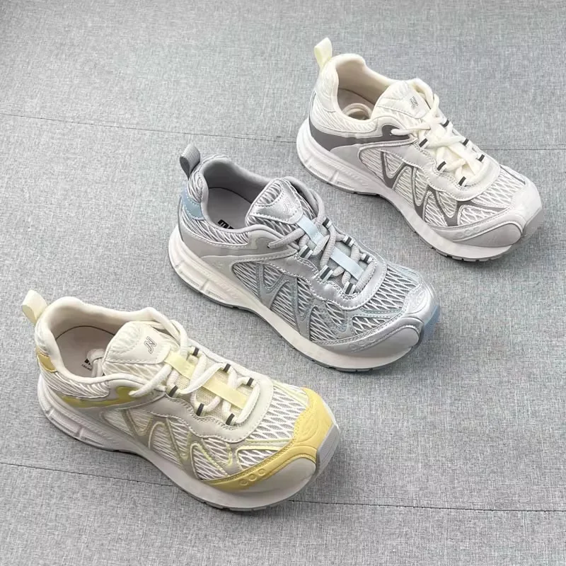 

Женские кроссовки, осень 2023, новая модная винтажная дышащая повседневная обувь с сеткой, удобные кроссовки на шнуровке, увеличивающие рост