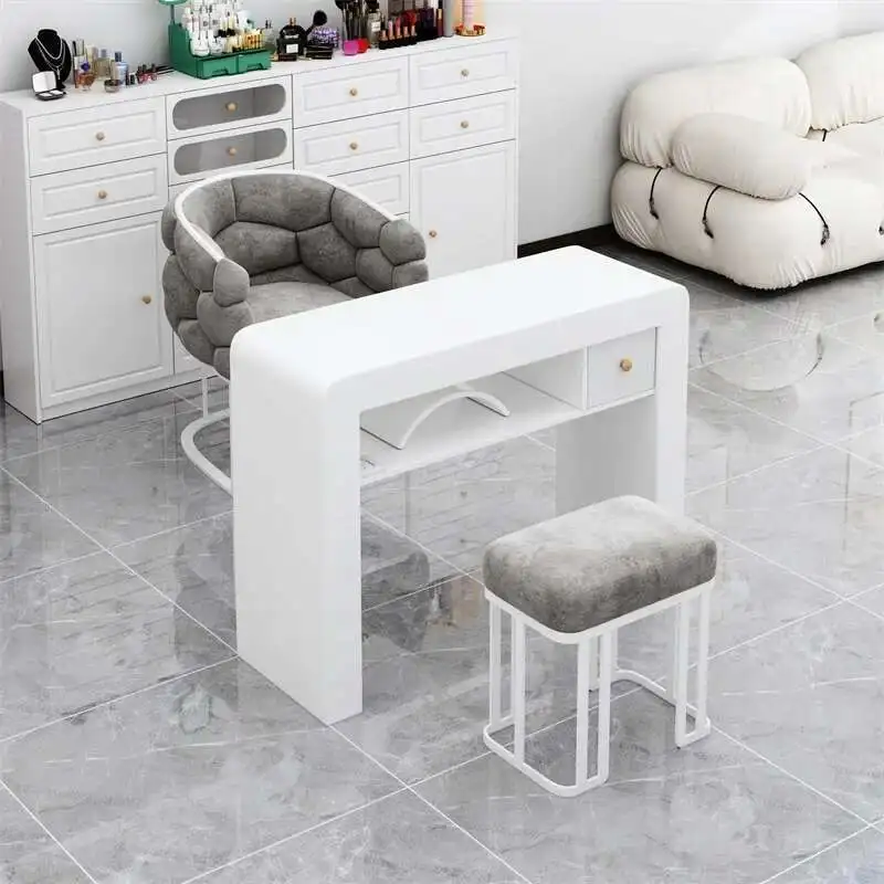 Cream Style Dressing Manicure Table Japanese Simple Storage Wooden Nail Tables Retro Nail Artist Salon Furniture Nail Desk LLMT
