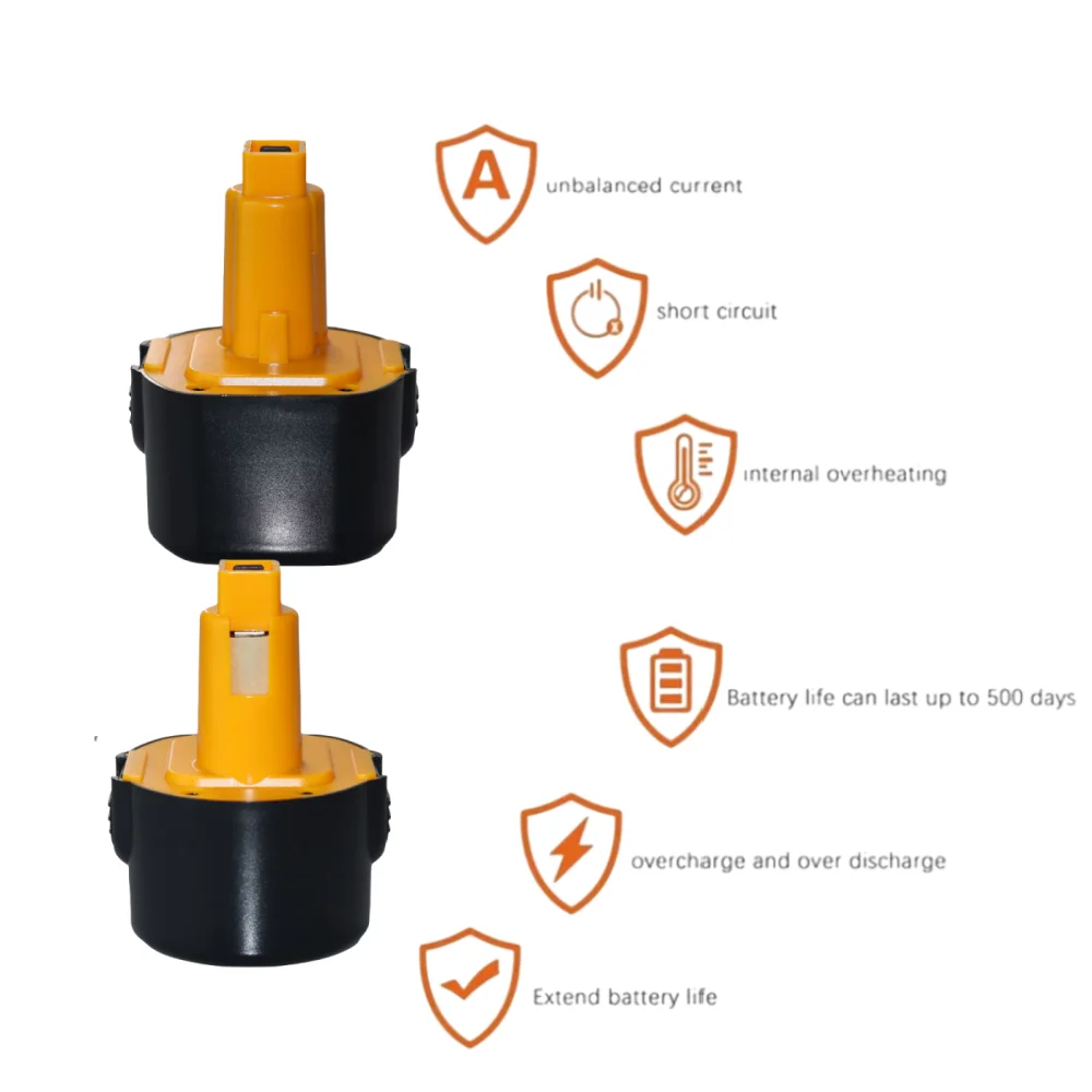 9.6V 9.8Ah replaceable NIMH battery, suitable for Dewalt cordless screwdriver battery replacement drilling tool W9061 DW9062